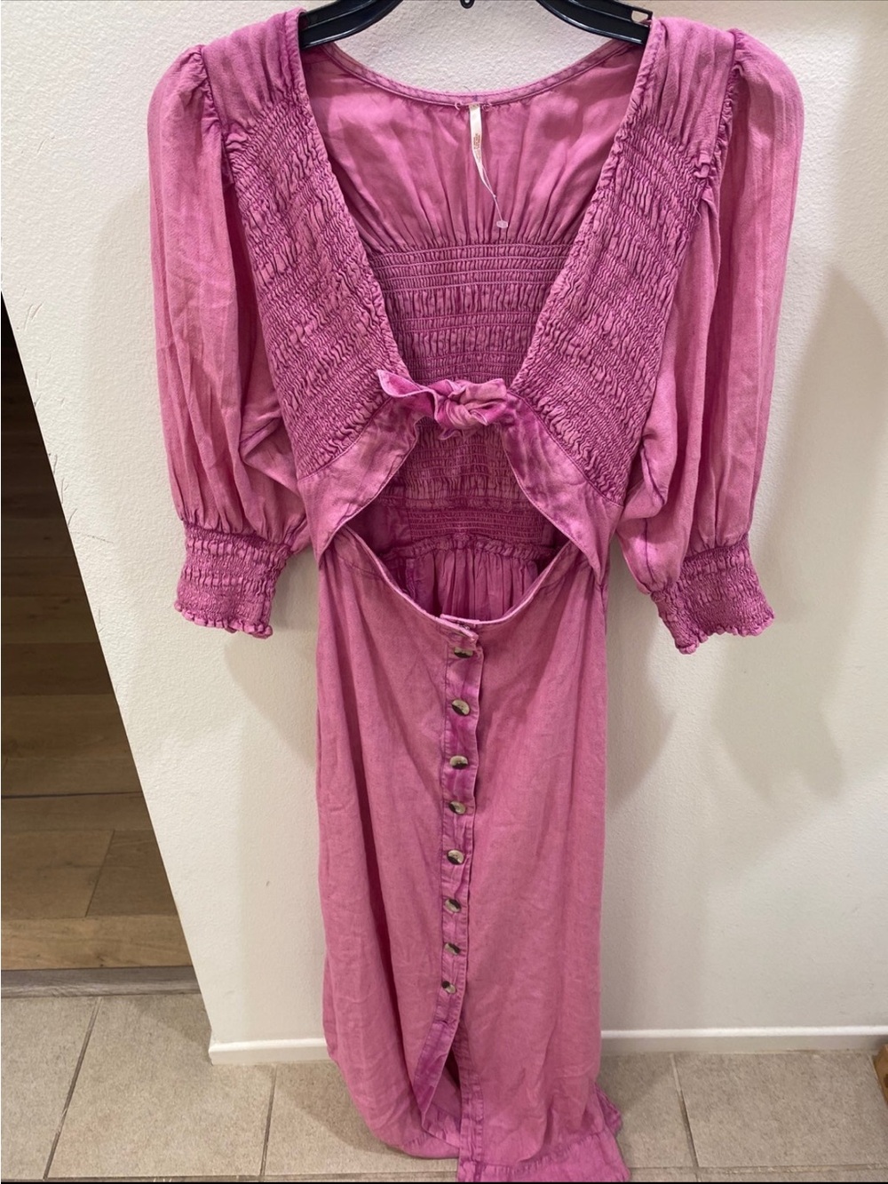 Free People Dusty Rose Smocked Maxi Dress